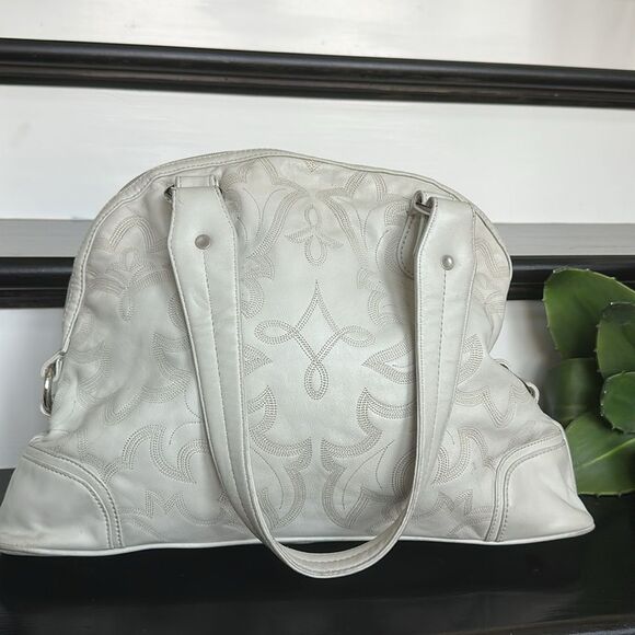 Donald J Pliner Genuine Leather Shoulder Purse Stitched Design Elegant Tote - Picture 7 of 13